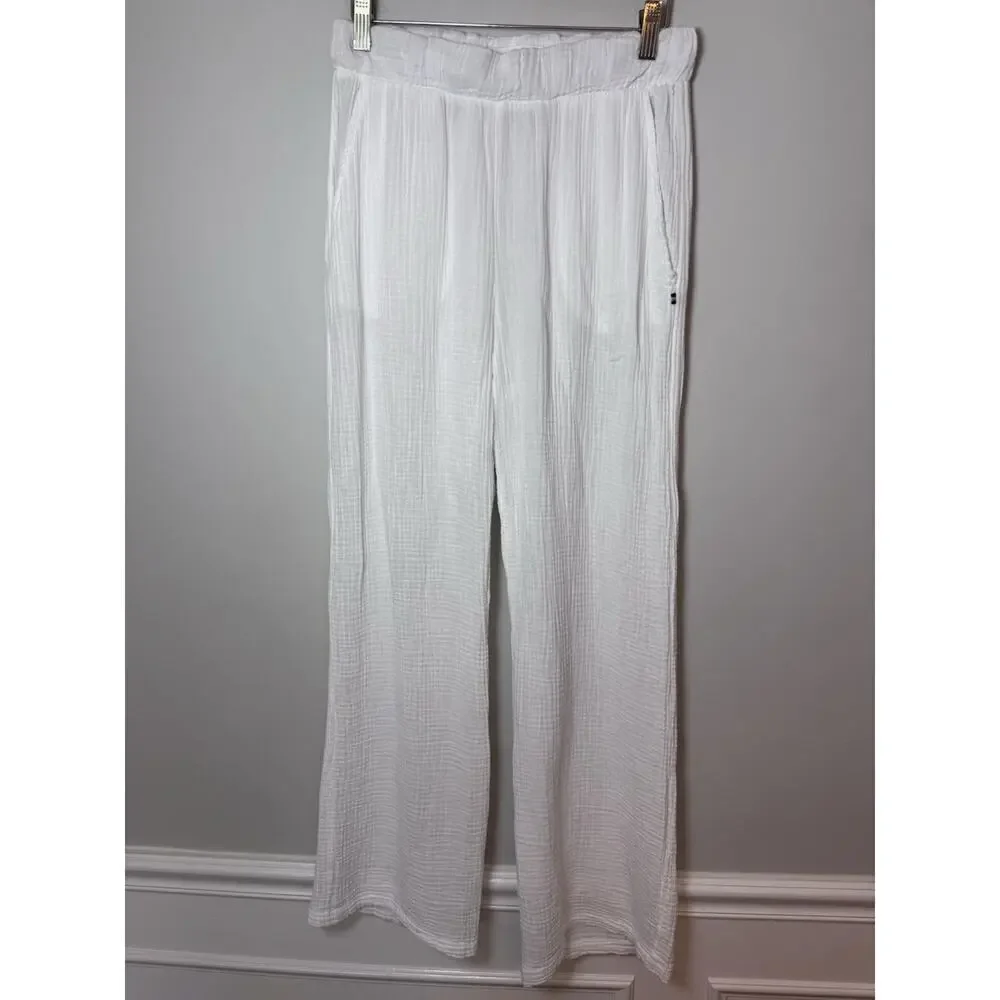 Sol Los Angeles Cotton Crepe Wide Leg Pants White XS